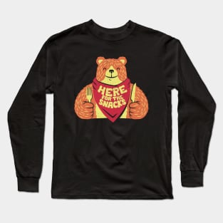 I'm Here For The Snacks Bear by Tobe Fonseca Long Sleeve T-Shirt